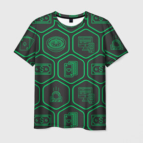 Мужская футболка 3D с принтом Hexagons в Новосибирске, 100% полиэфир | прямой крой, круглый вырез горловины, длина до линии бедер | 