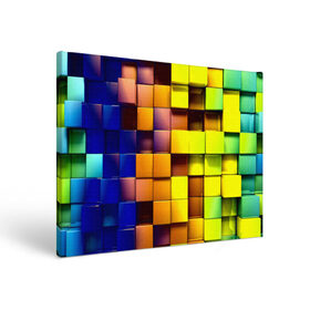 Холст прямоугольный с принтом Кубики в Новосибирске, 100% ПВХ |  | квадраты | паттерн | текстура | цветной | яркий