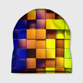 Шапка 3D с принтом Кубики в Новосибирске, 100% полиэстер | универсальный размер, печать по всей поверхности изделия | квадраты | паттерн | текстура | цветной | яркий
