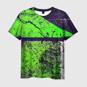 Мужская футболка 3D с принтом Краска(grunge) в Новосибирске, 100% полиэфир | прямой крой, круглый вырез горловины, длина до линии бедер | гранж | потертости | стена