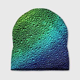 Шапка 3D с принтом Пузырьки в Новосибирске, 100% полиэстер | универсальный размер, печать по всей поверхности изделия | капли | радуга | роса | текстура