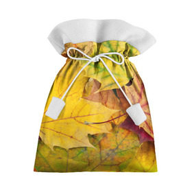 Подарочный 3D мешок с принтом Осенние листья в Новосибирске, 100% полиэстер | Размер: 29*39 см | жёлтый | зелёный | клён | листва