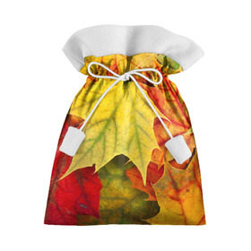 Подарочный 3D мешок с принтом Кленовые листья в Новосибирске, 100% полиэстер | Размер: 29*39 см | жёлтый | зелёный | красный | листва | оранжевый | осень