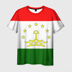Мужская футболка 3D с принтом Таджикистан в Новосибирске, 100% полиэфир | прямой крой, круглый вырез горловины, длина до линии бедер | Тематика изображения на принте: нации | страна | флаг