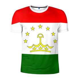 Мужская футболка 3D спортивная с принтом Таджикистан в Новосибирске, 100% полиэстер с улучшенными характеристиками | приталенный силуэт, круглая горловина, широкие плечи, сужается к линии бедра | Тематика изображения на принте: нации | страна | флаг