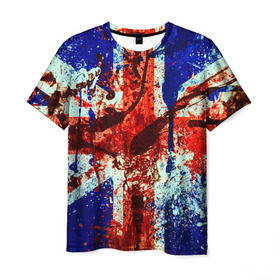 Мужская футболка 3D с принтом Англия в Новосибирске, 100% полиэфир | прямой крой, круглый вырез горловины, длина до линии бедер | британия | кляксы | краска | флаг