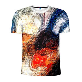 Мужская футболка 3D спортивная с принтом Размытые краски в Новосибирске, 100% полиэстер с улучшенными характеристиками | приталенный силуэт, круглая горловина, широкие плечи, сужается к линии бедра | разноцветный | текстура | фильтр