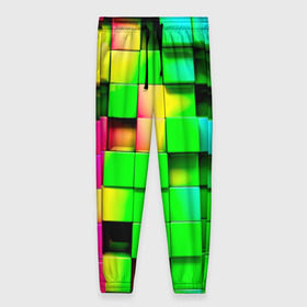 Женские брюки 3D с принтом Кубики в Новосибирске, полиэстер 100% | прямой крой, два кармана без застежек по бокам, с мягкой трикотажной резинкой на поясе и по низу штанин. В поясе для дополнительного комфорта — широкие завязки | радуга | разноцветный. квадраты | текстура