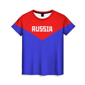 Женская футболка 3D с принтом Russia в Новосибирске, 100% полиэфир ( синтетическое хлопкоподобное полотно) | прямой крой, круглый вырез горловины, длина до линии бедер | 2016 | олимпиада | ретро | россия | сборная | сборная россии | советский союз | ссср