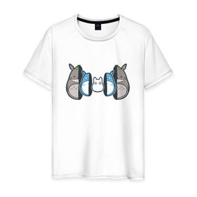 Мужская футболка хлопок с принтом Totoro в Новосибирске, 100% хлопок | прямой крой, круглый вырез горловины, длина до линии бедер, слегка спущенное плечо. | anime | totoro | матрешка | миядзаки | тоторо | хаяо