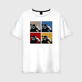 Женская футболка хлопок Oversize с принтом Хомо Музикус в Новосибирске, 100% хлопок | свободный крой, круглый ворот, спущенный рукав, длина до линии бедер
 | музыка | о.м.с.к. | обезьяна | омск | рок