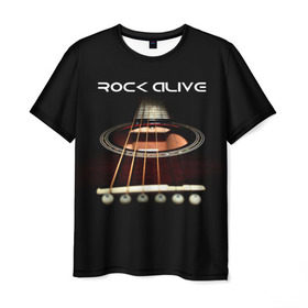 Мужская футболка 3D с принтом ROCK ALIVE в Новосибирске, 100% полиэфир | прямой крой, круглый вырез горловины, длина до линии бедер | rock | рок | рок жив | рок музыка | русский рок