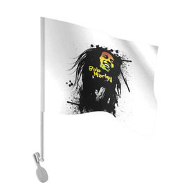 Флаг для автомобиля с принтом Bob Marley в Новосибирске, 100% полиэстер | Размер: 30*21 см | bob marley | боб марли | музыка | регги | ямайка