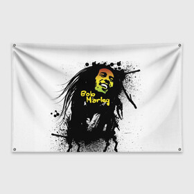 Флаг-баннер с принтом Bob Marley в Новосибирске, 100% полиэстер | размер 67 х 109 см, плотность ткани — 95 г/м2; по краям флага есть четыре люверса для крепления | bob marley | боб марли | музыка | регги | ямайка
