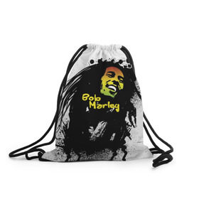 Рюкзак-мешок 3D с принтом Bob Marley в Новосибирске, 100% полиэстер | плотность ткани — 200 г/м2, размер — 35 х 45 см; лямки — толстые шнурки, застежка на шнуровке, без карманов и подкладки | bob marley | боб марли | музыка | регги | ямайка