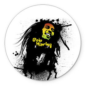 Коврик круглый с принтом Bob Marley в Новосибирске, резина и полиэстер | круглая форма, изображение наносится на всю лицевую часть | bob marley | боб марли | музыка | регги | ямайка