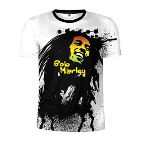 Мужская футболка 3D спортивная с принтом Bob Marley в Новосибирске, 100% полиэстер с улучшенными характеристиками | приталенный силуэт, круглая горловина, широкие плечи, сужается к линии бедра | Тематика изображения на принте: bob marley | боб марли | музыка | регги | ямайка