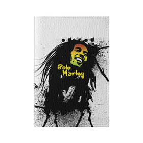 Обложка для паспорта матовая кожа с принтом Bob Marley в Новосибирске, натуральная матовая кожа | размер 19,3 х 13,7 см; прозрачные пластиковые крепления | Тематика изображения на принте: bob marley | боб марли | музыка | регги | ямайка