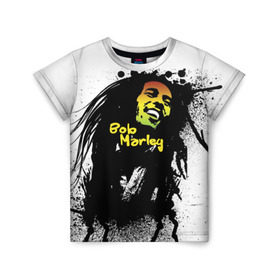 Детская футболка 3D с принтом Bob Marley в Новосибирске, 100% гипоаллергенный полиэфир | прямой крой, круглый вырез горловины, длина до линии бедер, чуть спущенное плечо, ткань немного тянется | bob marley | боб марли | музыка | регги | ямайка