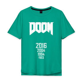Мужская футболка хлопок Oversize с принтом Doom 2016 в Новосибирске, 100% хлопок | свободный крой, круглый ворот, “спинка” длиннее передней части | Тематика изображения на принте: 2016 | doom | дум | игра | игры | кровь | череп | черепа