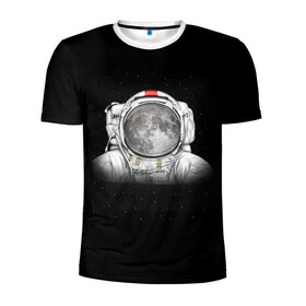 Мужская футболка 3D спортивная с принтом Космонавт 1 в Новосибирске, 100% полиэстер с улучшенными характеристиками | приталенный силуэт, круглая горловина, широкие плечи, сужается к линии бедра | astro | moon | space monkey | star | stars | астронавт | звезды | земля | космонавт | космос | луна | скафандр
