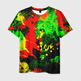 Мужская футболка 3D с принтом Пятна красок в Новосибирске, 100% полиэфир | прямой крой, круглый вырез горловины, длина до линии бедер | брызги | кляксы | разноцветный | яркий