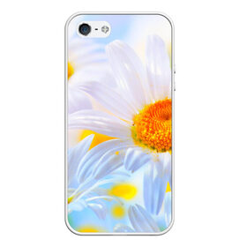 Чехол для iPhone 5/5S матовый с принтом Ромашки в Новосибирске, Силикон | Область печати: задняя сторона чехла, без боковых панелей | красота | поле | природа | ромашка | цветы