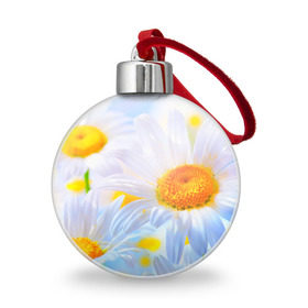 Ёлочный шар с принтом Ромашки в Новосибирске, Пластик | Диаметр: 77 мм | красота | поле | природа | ромашка | цветы