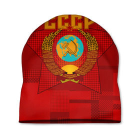 Шапка 3D с принтом СССР в Новосибирске, 100% полиэстер | универсальный размер, печать по всей поверхности изделия | ussr | герб | звезда | коммунизм | серп и молот | советский союз