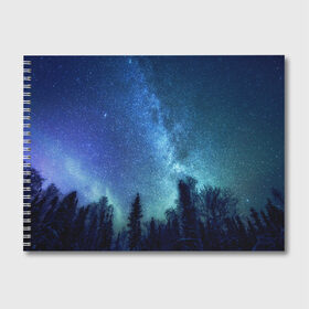 Альбом для рисования с принтом Космос в Новосибирске, 100% бумага
 | матовая бумага, плотность 200 мг. | space | галактика | звёзды | космос | небо | ночное небо | ночь | северное сияние