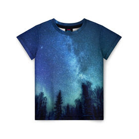 Детская футболка 3D с принтом Космос в Новосибирске, 100% гипоаллергенный полиэфир | прямой крой, круглый вырез горловины, длина до линии бедер, чуть спущенное плечо, ткань немного тянется | space | галактика | звёзды | космос | небо | ночное небо | ночь | северное сияние