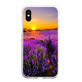 Чехол для iPhone XS Max матовый с принтом Лавандовое поле в Новосибирске, Силикон | Область печати: задняя сторона чехла, без боковых панелей | закат | лиловый | пейзаж | яркий