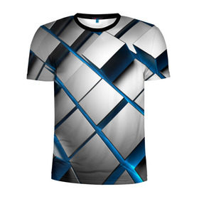 Мужская футболка 3D спортивная с принтом Текстура в Новосибирске, 100% полиэстер с улучшенными характеристиками | приталенный силуэт, круглая горловина, широкие плечи, сужается к линии бедра | квадраты | кубы | серый