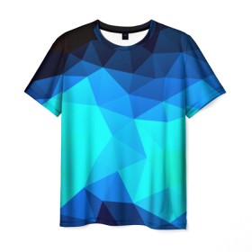 Мужская футболка 3D с принтом Polygon в Новосибирске, 100% полиэфир | прямой крой, круглый вырез горловины, длина до линии бедер | полигоны | синий