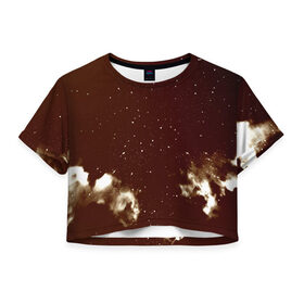 Женская футболка 3D укороченная с принтом Old kosmos в Новосибирске, 100% полиэстер | круглая горловина, длина футболки до линии талии, рукава с отворотами | вселенная | галактика | звезды | планеты | туманность