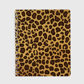 Тетрадь с принтом Окрас леопарда в Новосибирске, 100% бумага | 48 листов, плотность листов — 60 г/м2, плотность картонной обложки — 250 г/м2. Листы скреплены сбоку удобной пружинной спиралью. Уголки страниц и обложки скругленные. Цвет линий — светло-серый
 | арт | животные | леопард | окрас
