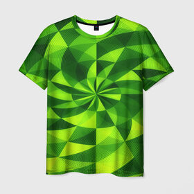 Мужская футболка 3D с принтом Текстура в Новосибирске, 100% полиэфир | прямой крой, круглый вырез горловины, длина до линии бедер | 3д | абстракция | зеленая | квадраты | новые | популярные | текстура