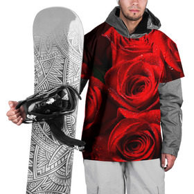 Накидка на куртку 3D с принтом Розы в Новосибирске, 100% полиэстер |  | красная | роза | роса | цветок