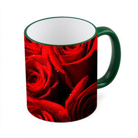Кружка 3D с принтом Розы в Новосибирске, керамика | ёмкость 330 мл | красная | роза | роса | цветок
