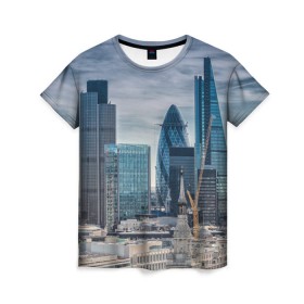 Женская футболка 3D с принтом London в Новосибирске, 100% полиэфир ( синтетическое хлопкоподобное полотно) | прямой крой, круглый вырез горловины, длина до линии бедер | england | europe | london | англия | великобритания | высотки | королева | лондон | мегаполис | туризм