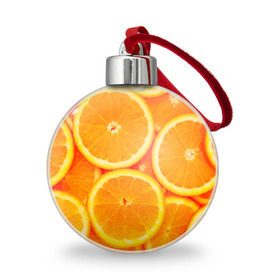 Ёлочный шар с принтом Апельсины в Новосибирске, Пластик | Диаметр: 77 мм | апельсин | долька | цитрус