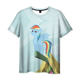 Мужская футболка 3D с принтом Rainbow в Новосибирске, 100% полиэфир | прямой крой, круглый вырез горловины, длина до линии бедер | my little pony | луна | пинки пай | пони | рарити | рейнбоу дэш | селестия | сумеречная искорка | флаттершай | эплджек