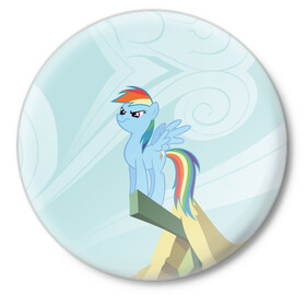Значок с принтом Rainbow в Новосибирске,  металл | круглая форма, металлическая застежка в виде булавки | my little pony | луна | пинки пай | пони | рарити | рейнбоу дэш | селестия | сумеречная искорка | флаттершай | эплджек