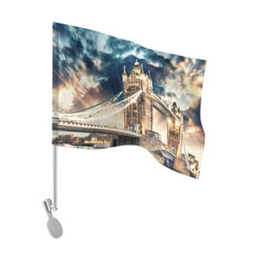 Флаг для автомобиля с принтом Англия в Новосибирске, 100% полиэстер | Размер: 30*21 см | england | europe | london | англия | биг бен | великобритания | высотки | королева | лондон | мегаполис | тауэрский мост | туризм