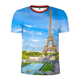 Мужская футболка 3D спортивная с принтом Париж в Новосибирске, 100% полиэстер с улучшенными характеристиками | приталенный силуэт, круглая горловина, широкие плечи, сужается к линии бедра | france | paris | париж | франция | эйфелева башня