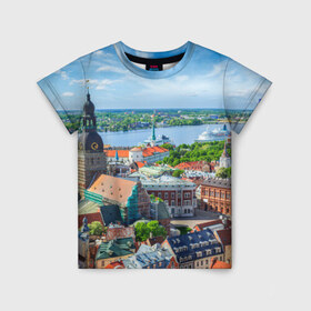 Детская футболка 3D с принтом Рига в Новосибирске, 100% гипоаллергенный полиэфир | прямой крой, круглый вырез горловины, длина до линии бедер, чуть спущенное плечо, ткань немного тянется | latvia | riga | европа | евросоюз | ес | латвия | отпуск | путешествия | рига | туризм