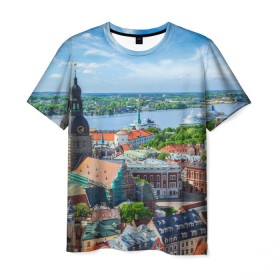 Мужская футболка 3D с принтом Рига в Новосибирске, 100% полиэфир | прямой крой, круглый вырез горловины, длина до линии бедер | latvia | riga | европа | евросоюз | ес | латвия | отпуск | путешествия | рига | туризм