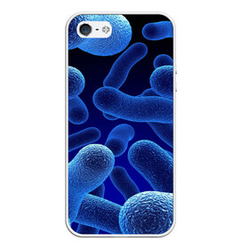 Чехол для iPhone 5/5S матовый с принтом Молекула в Новосибирске, Силикон | Область печати: задняя сторона чехла, без боковых панелей | медицина | микроб | молекула | синяя