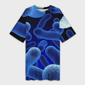 Платье-футболка 3D с принтом Молекула в Новосибирске,  |  | медицина | микроб | молекула | синяя