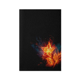 Обложка для паспорта матовая кожа с принтом Огненный цветок в Новосибирске, натуральная матовая кожа | размер 19,3 х 13,7 см; прозрачные пластиковые крепления | огненный | огонь | пламя | цветок | цветы